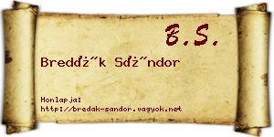 Bredák Sándor névjegykártya